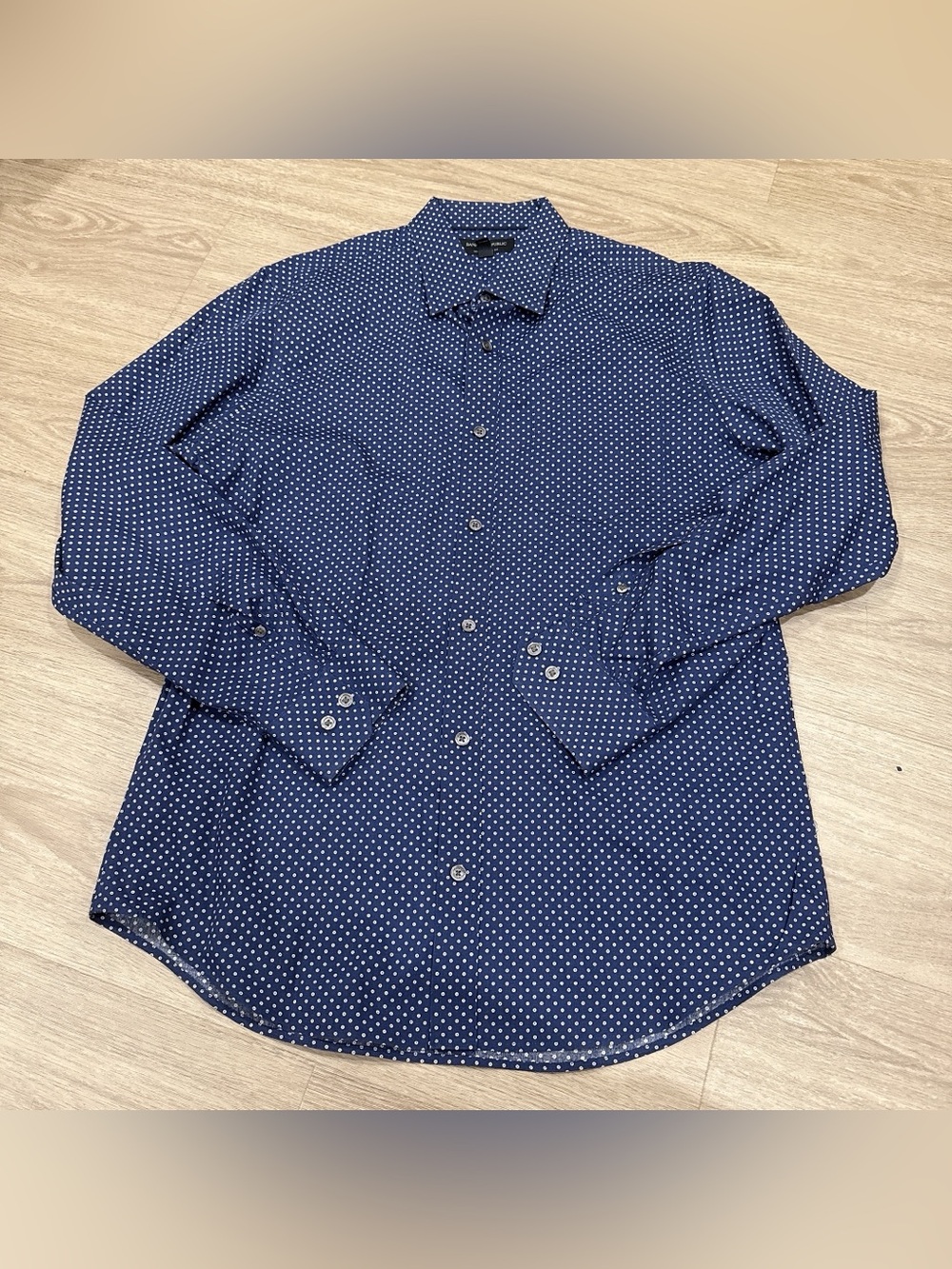 Banana Republic Navy Blue Dot-Print Button-Down Shirt